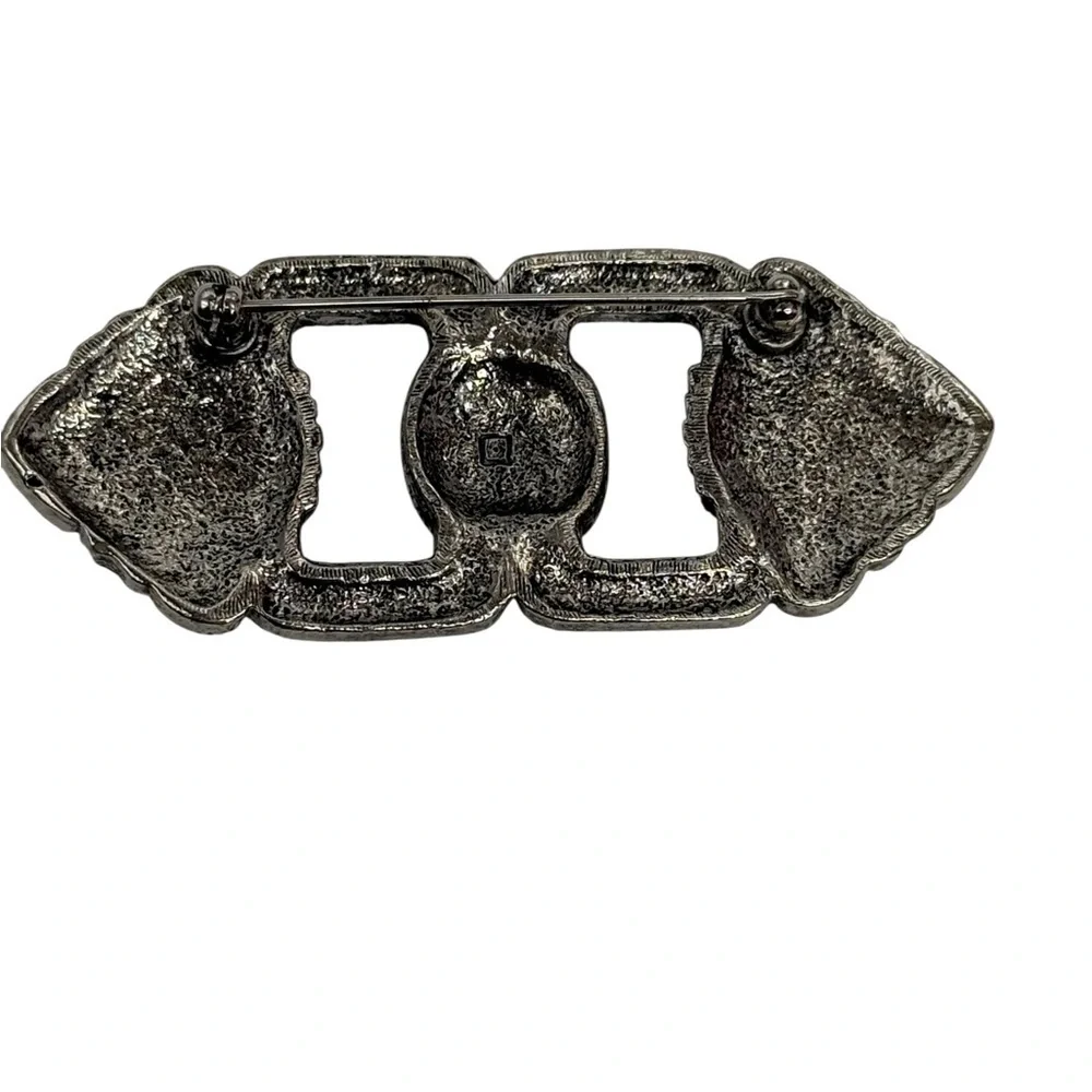 Avon Bold Romance Art Deco Pin Brooch 1991, buckle design silver-tone